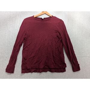 J. Jill Merino Wool Sweater Women's S Petite‎ Maroon Lightweight Knit Pullover